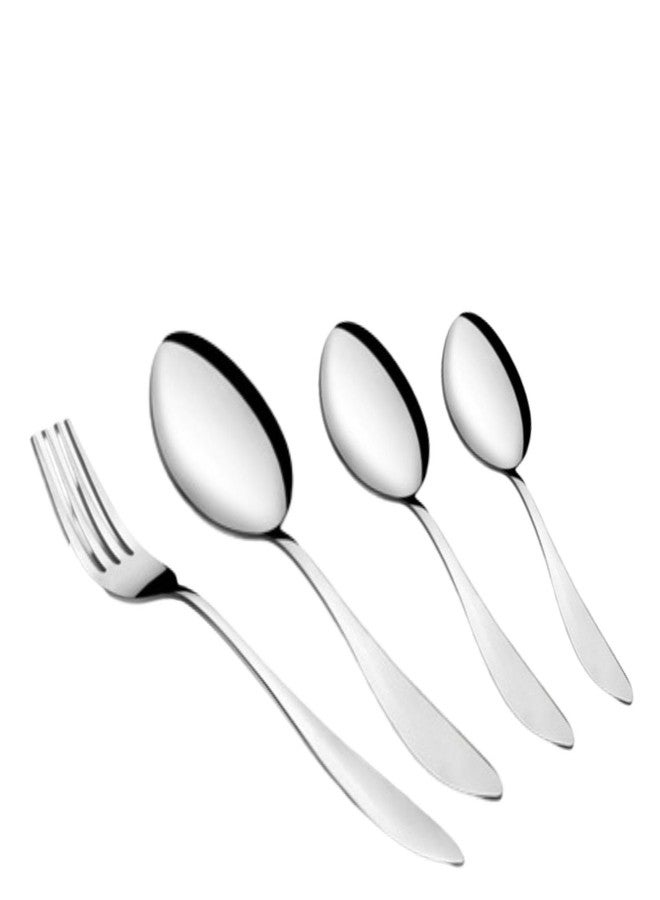 FNS Montavo by FnS Orchid Stainless Steel Cutlery Set with Hanging Stand (6 Dinner Spoons, 6 Dinner Forks, 6 Teaspoons, 6 Baby Spoons and 1 Cutlery Stand) - Image 2